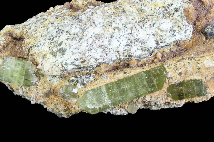 Lustrous, Yellow Apatite Crystals in Feldspar - Morocco #84327